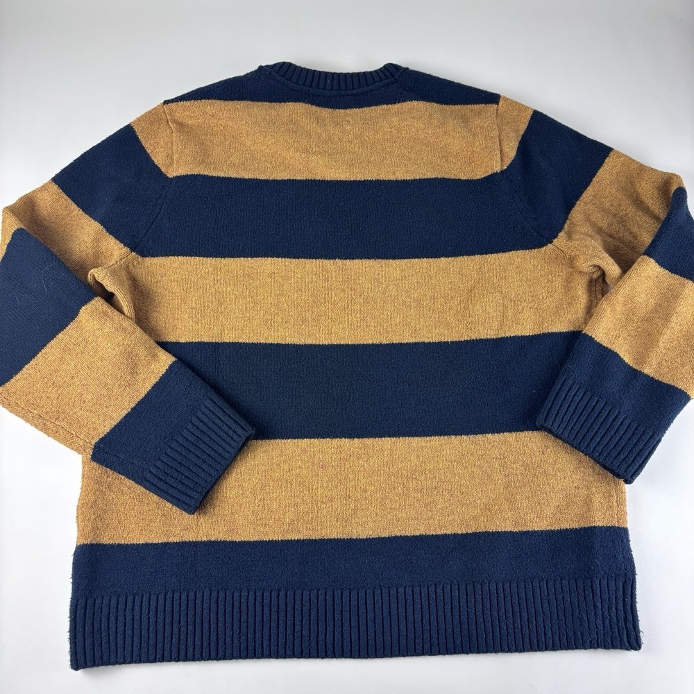 Abercrombie & Fitch Sweater Mens XXL Yellow Striped Cotton Blend Crewneck 2XL - Picture 2 of 8